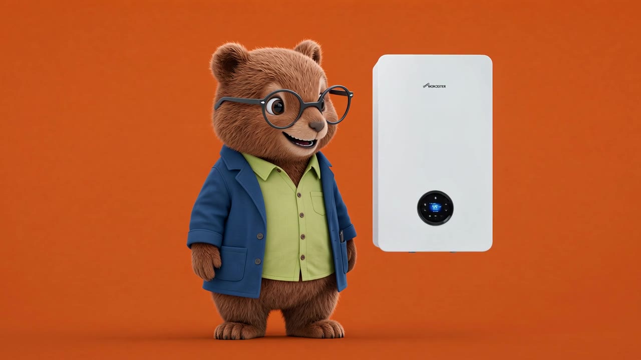 Toastie, the heatfully bear, with a new boiler